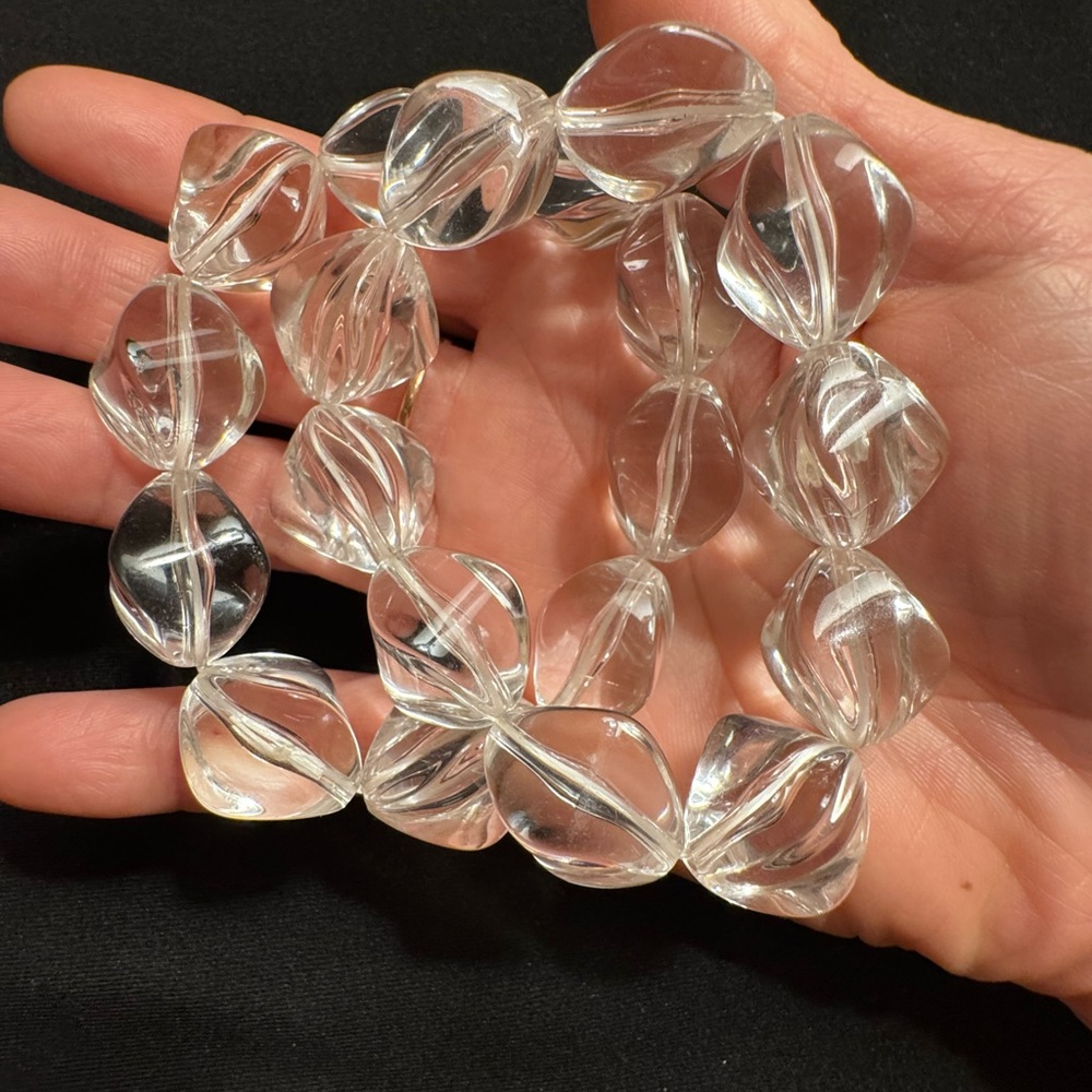 Two Chunky Clear Beaded Bracelets - image 3